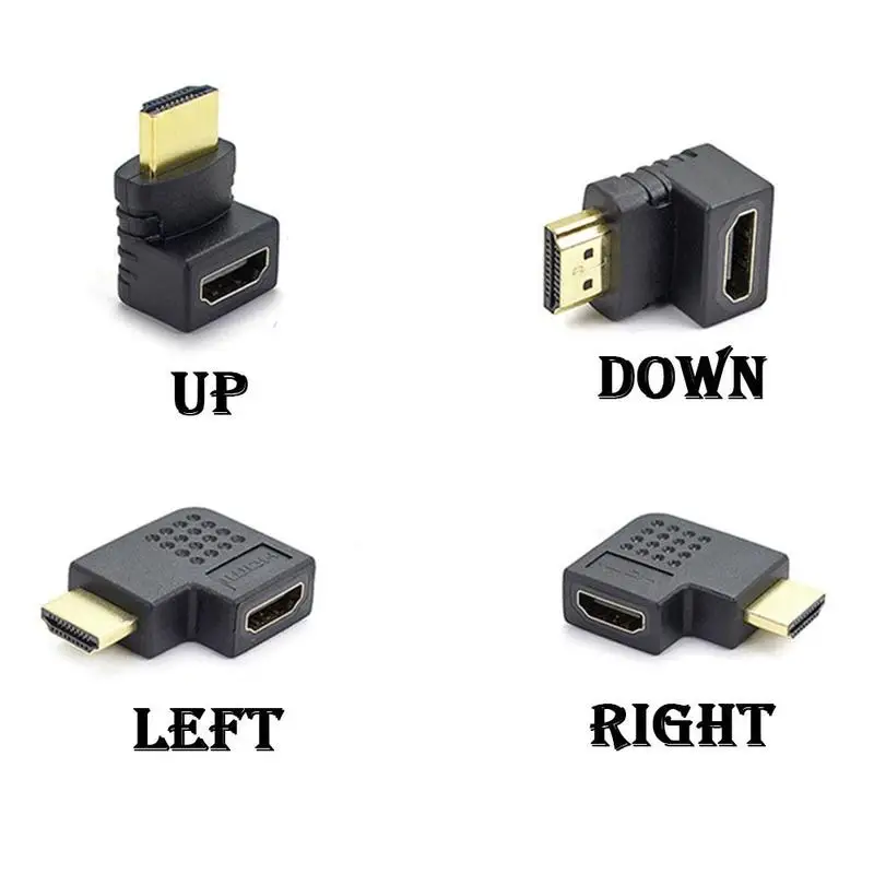 

Black Right Left Up Down Angle 90 Degree Male To Female HDMI HDTV Adapter Converter