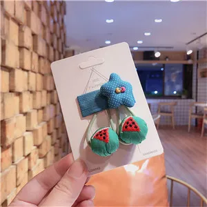 Free shipping lovely star set Children's hairclips cloth snap clip ins BB girl's hairpins kid's side clips hair accessories - Цвет: blue