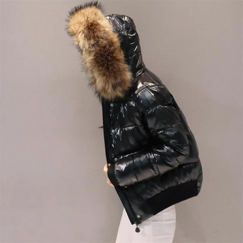 Зимняя теплая Женская куртка с натуральным меховым воротником, новинка года, модное женское пальто с капюшоном, Женская пуховая куртка, зимнее пальто