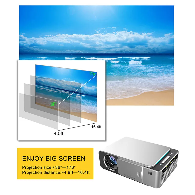 

LED HD Projector HDMI USB 1080P Bluetooth WIFI Beamer Home Theater Projector OUJ99