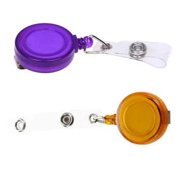 

2 Pcs Retractable Ski Pass ID Card Badge Holder Key Chain Reels with Clip, Orange & Purple