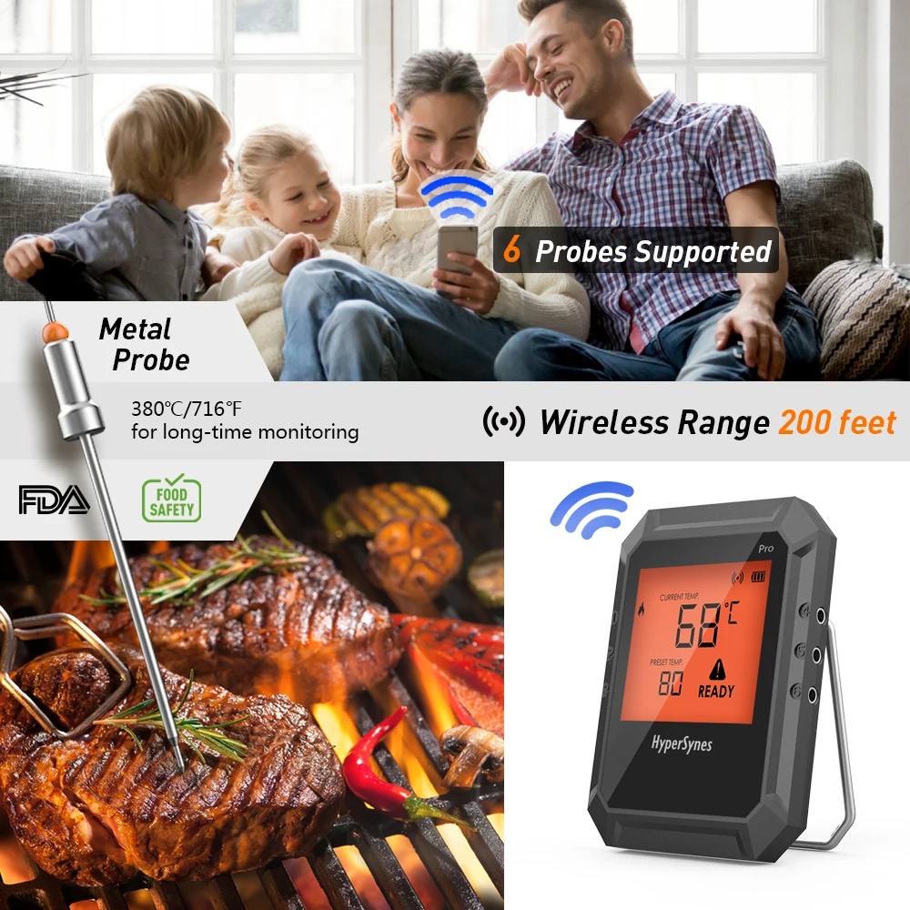 Bluetooth Grill Thermometer Wireless  Wireless Digital Bbq Thermomete -  Pro02 - Aliexpress