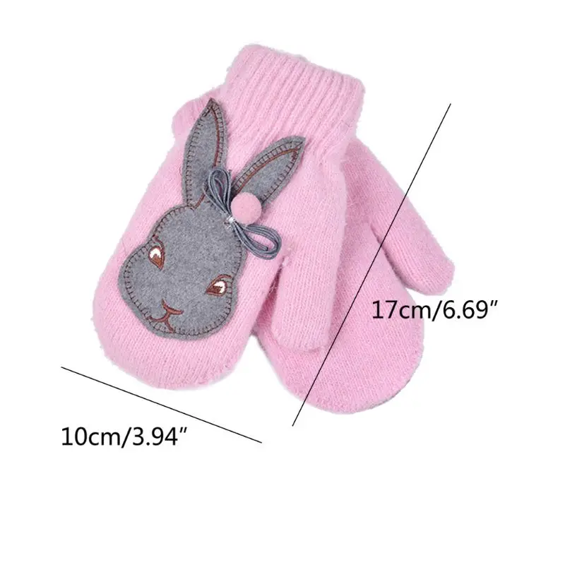 

Winter Children Thicken Warm Gloves Kids Girls Full Fingers Rabbit Fur Mittens