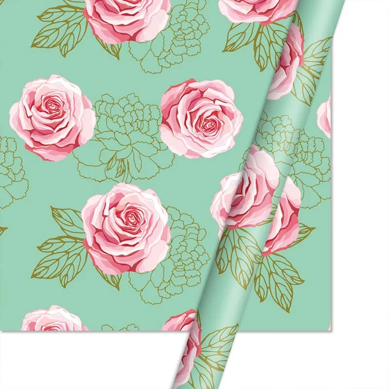 Peony Pattern Wrapping Paper Roll Pink Flower Peony Wedding Flower