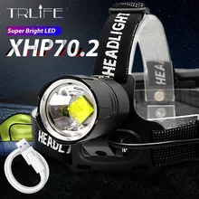 Xlamp XHP70.2 светодиодный налобный фонарь USB Перезаряжаемый XHP50 супер яркий V6 фонарь для охоты и велоспорта водонепроницаемый для использования 18650