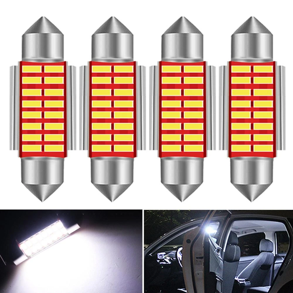 4x C5w Led C10w電球車室内灯花綱 31 ミリメートル 36 ミリメートル 39 ミリメートル 41 ミリメートルsmd読書ドームナンバープレートランプ 12v 6000 18kホワイトエラーなし Signal Lamp Aliexpress