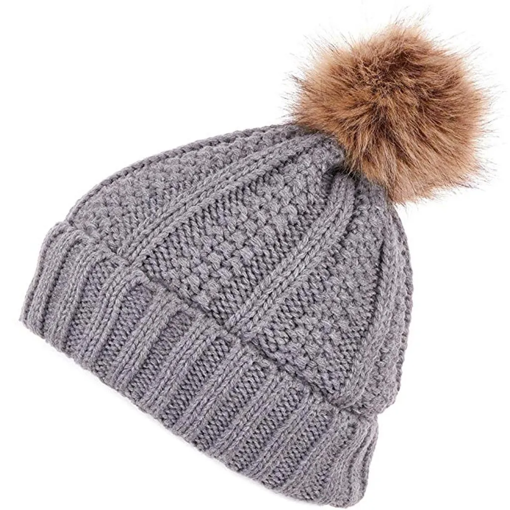 Толстые теплые женские зимние шапки Skullies Beanies, шапка с помпоном, одноцветные, мягкие, удобные, вязанные шапочки, шапка, шапочки, берет
