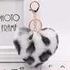 Artificial Rabbit Fur Pom-pom Keychain Leopard-print Pom-pom Keychain Lady Mobile Phone Bag Key Ring Love Pendant Decoration ► Photo 1/6