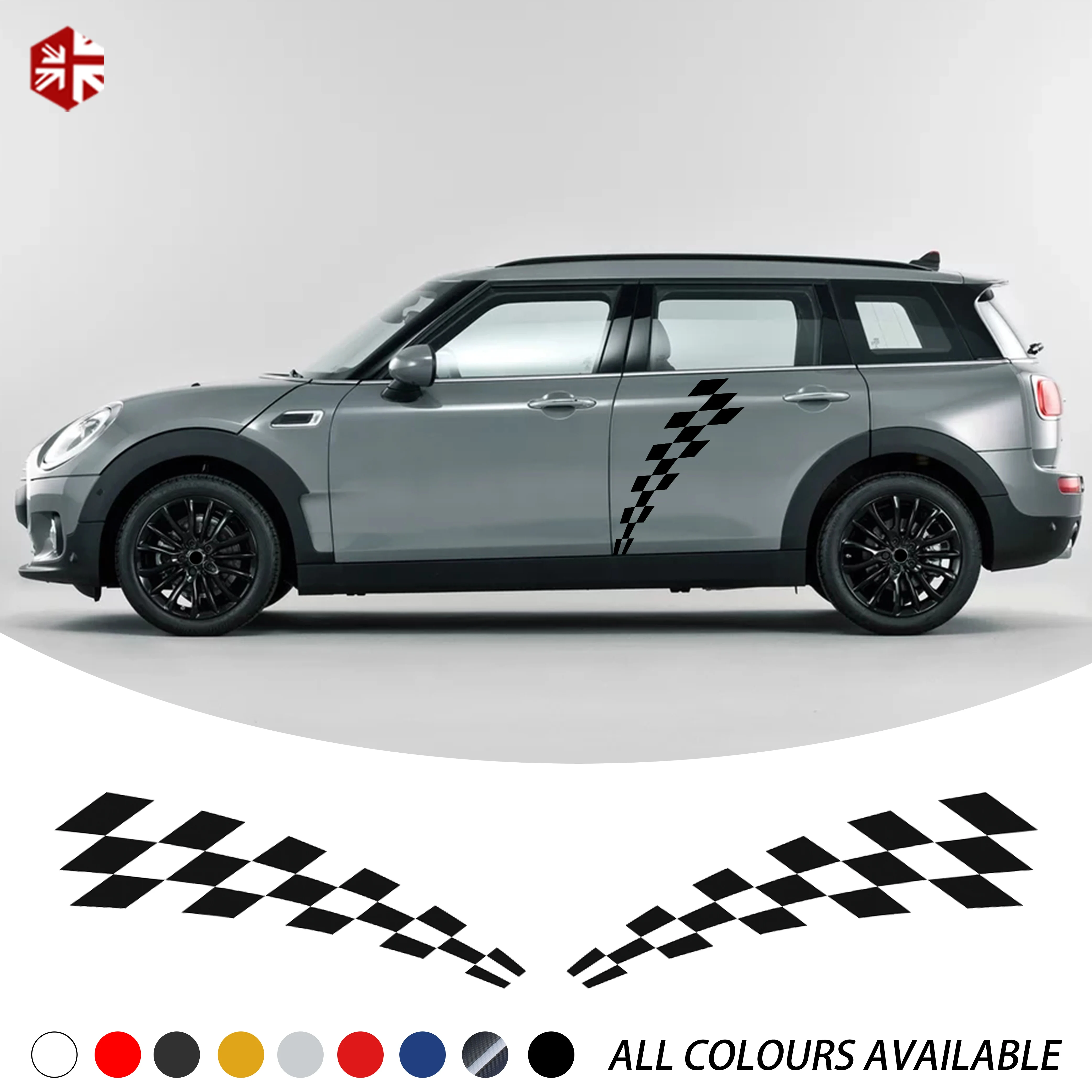 

2 Pcs Checkered Flag Styling Car Door Side Stripes Sticker Body Body Decal For MINI Cooper S Clubman F54 One JCW Accessories