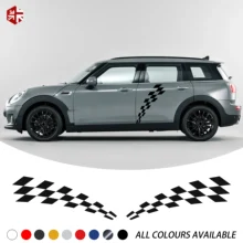 2 Pcs Checkered Flag Styling Car Door Side Stripes Sticker Body Body Decal For MINI Cooper S Clubman F54 One JCW Accessories