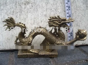 

free shipping<<< Chinese Bronze brass Dragon figurine Statue