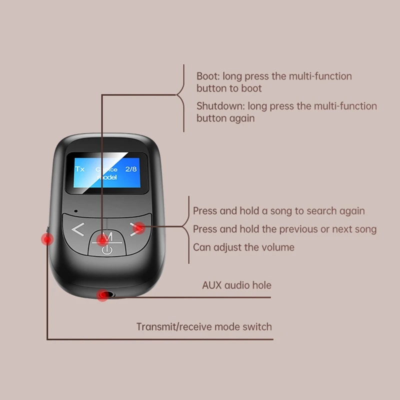Bluetooth 5 0 Transmitter and Receiver LCD Display 3 5mm AUX Stereo USB Dongle Wireless Adapter for Car PC TV Headphone