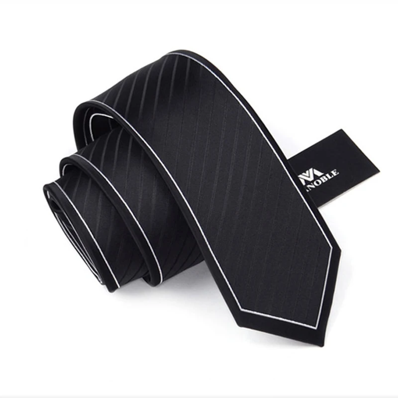 

2021 New Korean Style Designers Brand Fashion 7CM Tie For Men Gravata Work Business Necktie High Quality Polyester Silk Gift Box