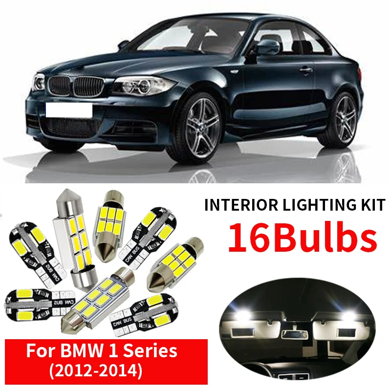 

16x White Canbus Car LED Light Bulbs Interior Package Kit For 2012 2013 2014 BMW 1 Series F20 Error Free Map Step Courtesy Light