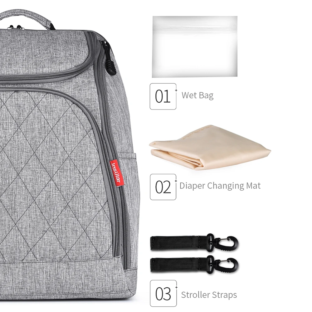 Инсулярная классическая сумка для мамы, пеленки, рюкзак, коляска, детские подгузники, сумки для мамы, папы, с ремнями для коляски и сменными