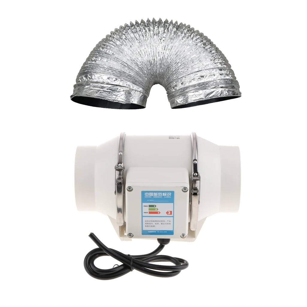 4 Inch 220V Duct Inline Fan with Carbon Filter Hose Ducting Combo for Home Improvement