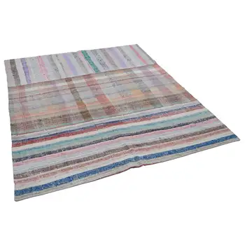 

186x211 Cm White Handmade Rugs Patchwork Rug-6x7 Ft