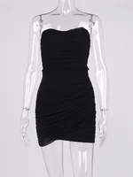 Strapless Corset Dress Boned Double Layer Lining Stretch Anti-slip Mesh Bodycon Dress Woman Short Black Dresses