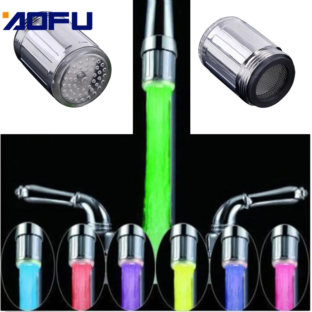 

Luminous Light-up LED Water Faucet Shower Tap Basin Water Nozzle Bathroom Kitchen Heater Faucets thermostat Blue