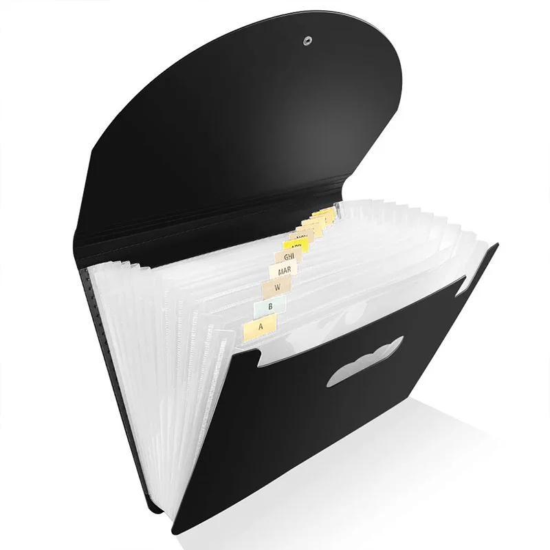 

File Folder Organizer, Heavy Duty Expanding File Wallet for Home School Office, A4 Size, Black