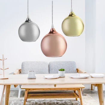 

Modern Pendant Light Glass Ball Kitchen Lamp Pendant Gold Chrome Copper Colgantes for Dining Room Double hole bronze plated