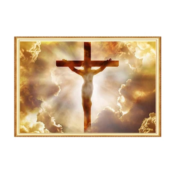 

MEIAN Diamond Painting Embroidery Cross-Stitch Religion Jesus Holy Cross Mosaic Full Round/Square Drill Rhinestones Home Decor
