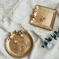 Nordic Style Retro Jewelry Storage Tray Rose Gold Trinket Dish Decorative Containers Perfume Keys Plates Desktop Organizer 2
