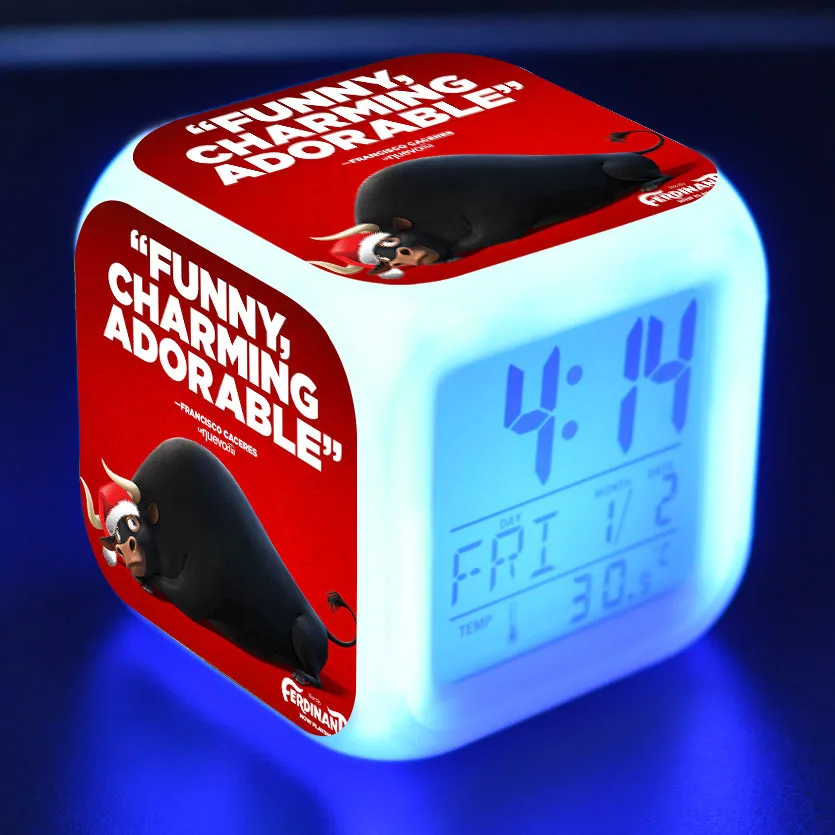 2 Ferdinand мультяшный будильник детские игрушки Led reloj будильник, цифровой Электронные часы с будильником Пробуждение свет стол reveil wekker - Цвет: 2