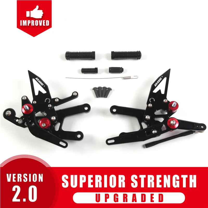 Black Arashi YZF R6 CNC регулируемая подножка для YAMAHA R6 Rider Rearset подножки аксессуары для мотоциклов 17 - Цвет: Black