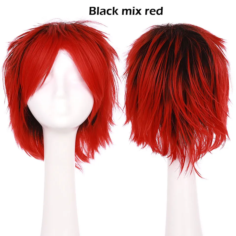 S-noilite черный белый фиолетовый красный короткие волосы косплей парик 12 дюймов высокая температура волокна синтетические волосы парики аниме парик унисекс - Цвет: black to red