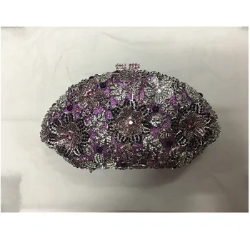 

Dazzling Women Crystal Evening Metal Clutches Fashion Flower Crystal Clutch Handbag and Purse Bridal Wedding Box Clutch Bags