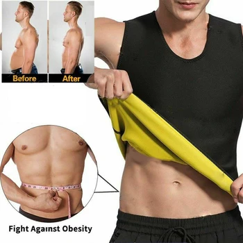 

Slimming Belt Men Neoprene Sweat Sauna Vest Body Shapers Waist Trainer Slimming Vest Abdomen Fat Burning Shapewear Sweat Corset