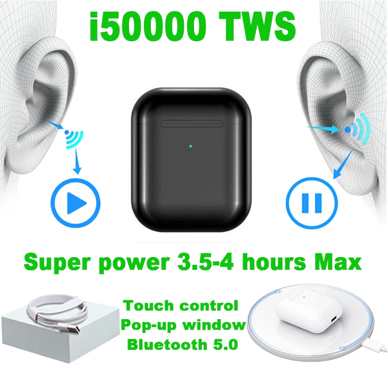 

Original i50000 TWS Copy 1:1 air 2 Wireless Bluetooth Earphone Pop up Smart Sensor Earbuds pk i9 i12 i200 i1000 i2000 i5000 TWS