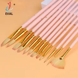 12pcs Nylon Hair Wooden Handle Watercolor Paint Brush Pen Set For Student School Oil Acrylic Painting Art Paint Brushes Supplies