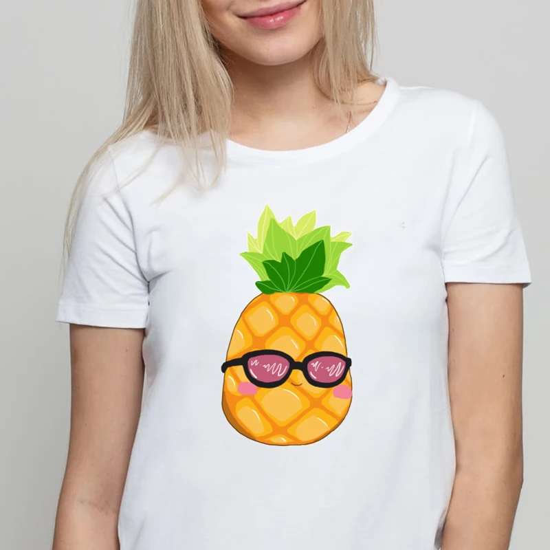 

funny t shirt women graphic tops tees pineapple fruit print tshirt camiseta harajuku vogue short sleeve korean style clothes