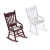 1pcs 1:12 Scale Dollhouse Miniature Furniture Wooden Rocking Chair Hemp Rope Seat For Dolls House Accessories Decor Toys 1