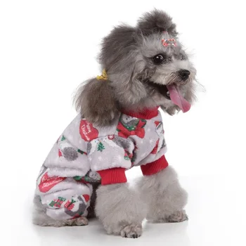 

Pet Christmas Outfits 4-legged Cartoon Pattern Costume Small and Medium Dogs Winter Warm Jumpsuit Outfits Pajamas Dog Clothes
