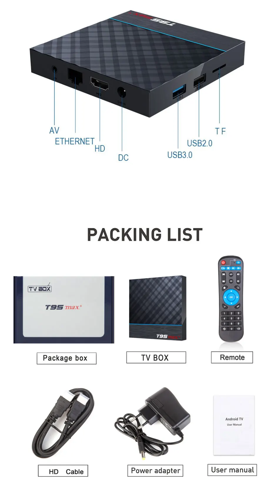 T95 Max Plus Smart Android tv Box 4 ГБ ОЗУ 64 Гб ПЗУ Amlogic S905X35G wifi bluetooth Android 9,0 4K 8K телеприставка медиаплеер