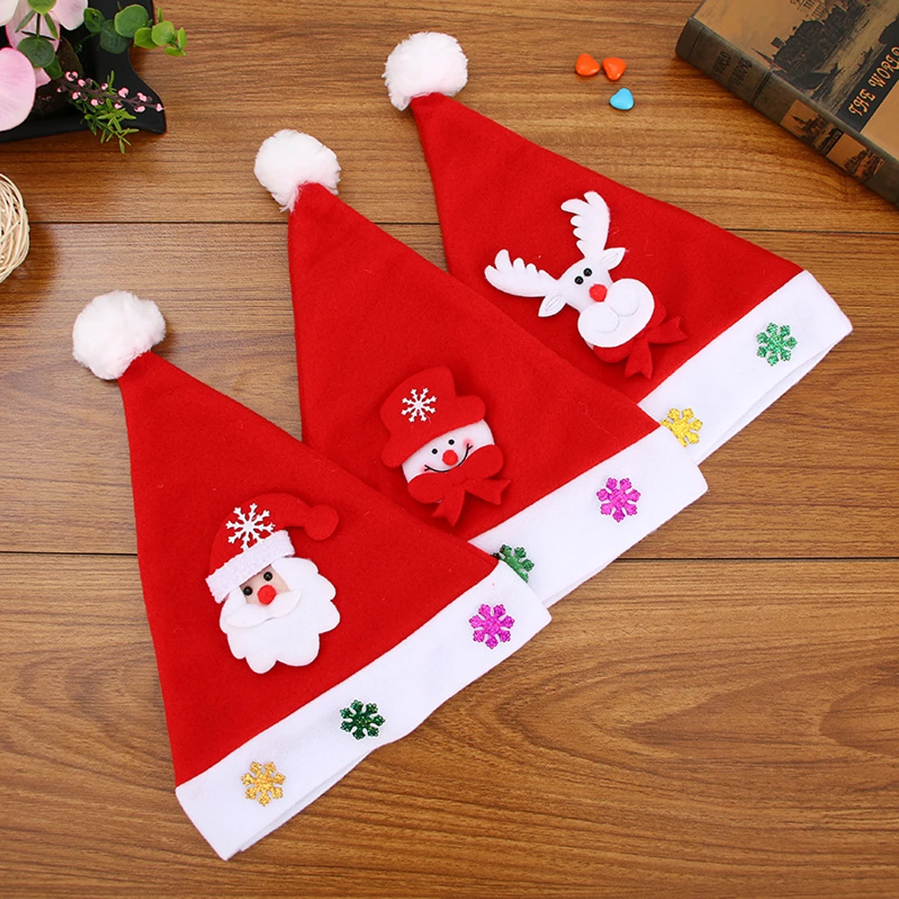 

Soft Plush Christmas Hat Party For Baby Santa Hats Red Decoration New Year Decoration Kids Gift Holiday Party Supplies