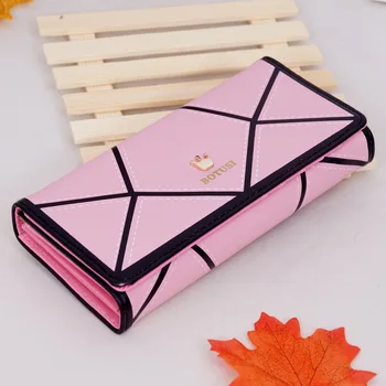 

2020 New Korean Version of The Geometric Women's Wallet Crown Color Matching Long Wallet Wallet Mobile Phone Bag