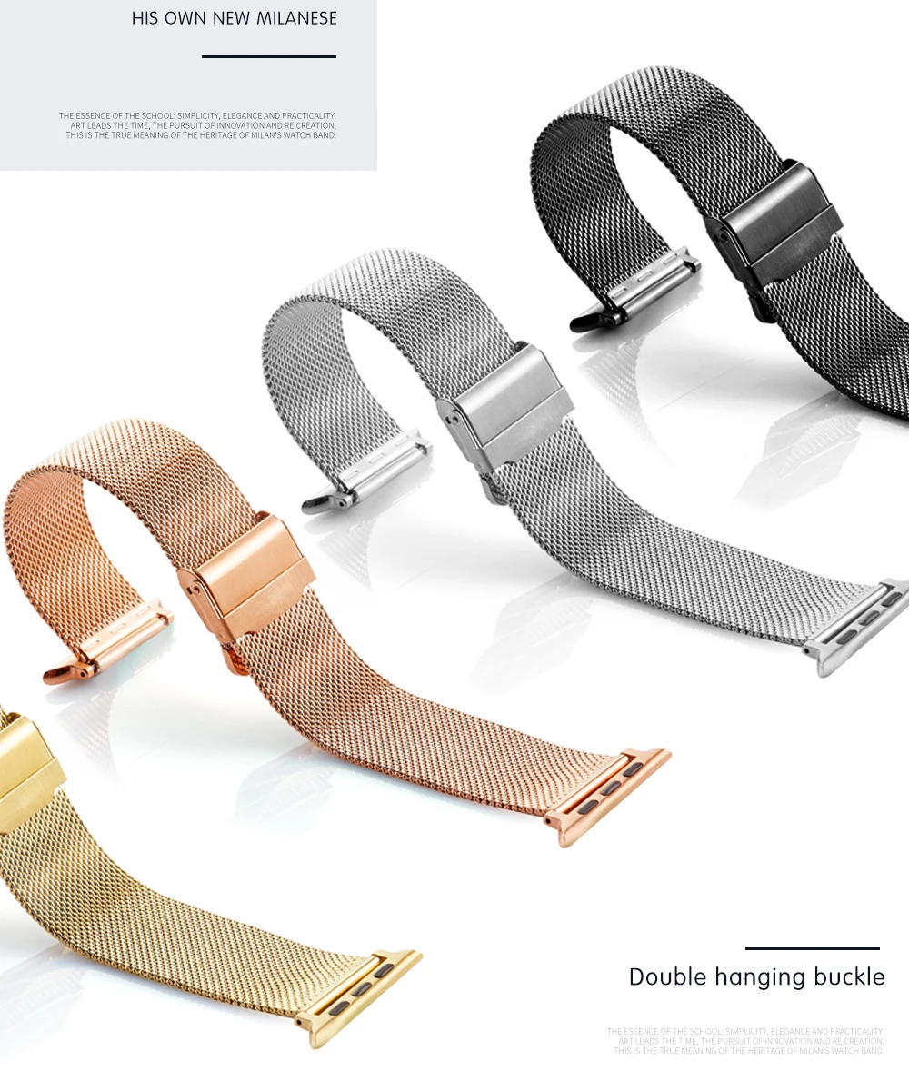 Milanese Loop for Apple Watch Band 7 6 SE 5 4 44mm 42mm Stainless Steel Bracelet Metal Wrist Strap of iWatch Series 2 3 38mm 40m