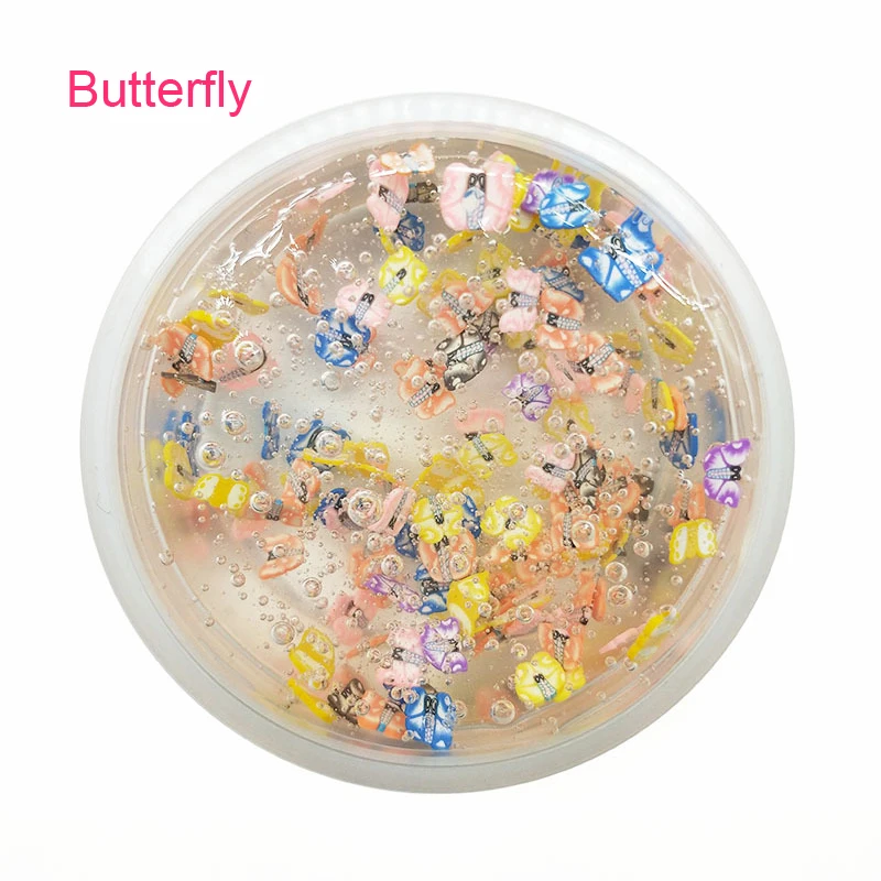 50 г прозрачный нарезанный слайм дополнение аксессуары фруктовые ломтики наполнитель Кристалл грязи Творческий Пластилин цвет глина игрушка для детей - Цвет: Butterfly