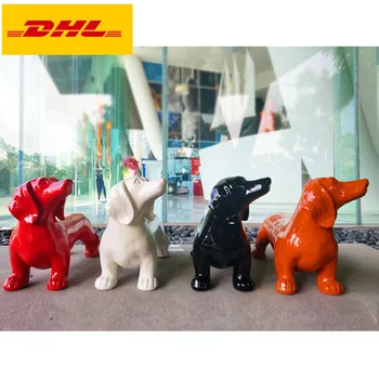 

18" Simulation Puppy Statue Dachshund Bust Creative Stool Full-Length Portrait Gate Decoration FRP Action Figure Toy 45CM V811