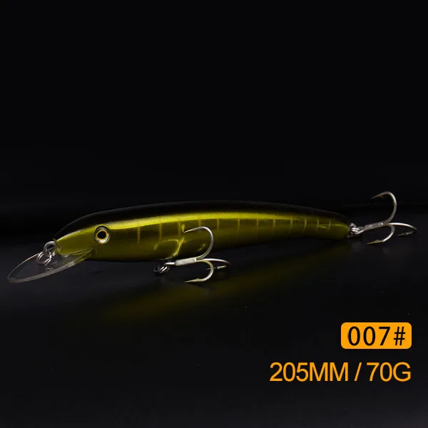 Приманка для рыбалки Minnow, цветная приманка, искусственная жесткая приманка для рыбалки, 205 мм, 70 г - Цвет: 007