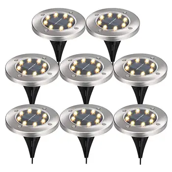 

12Pack Solar Path Lights 8 LED Solar Power Buried Light Ground Lamp Outdoor Path Way Garden Decking Underground Lights