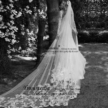 Свадебная фата цвета слоновой кости 3 м с гребнем для невесты Velos De Novia длинная Соборная свадебная вуаль свадебные аксессуары тюль вуаль