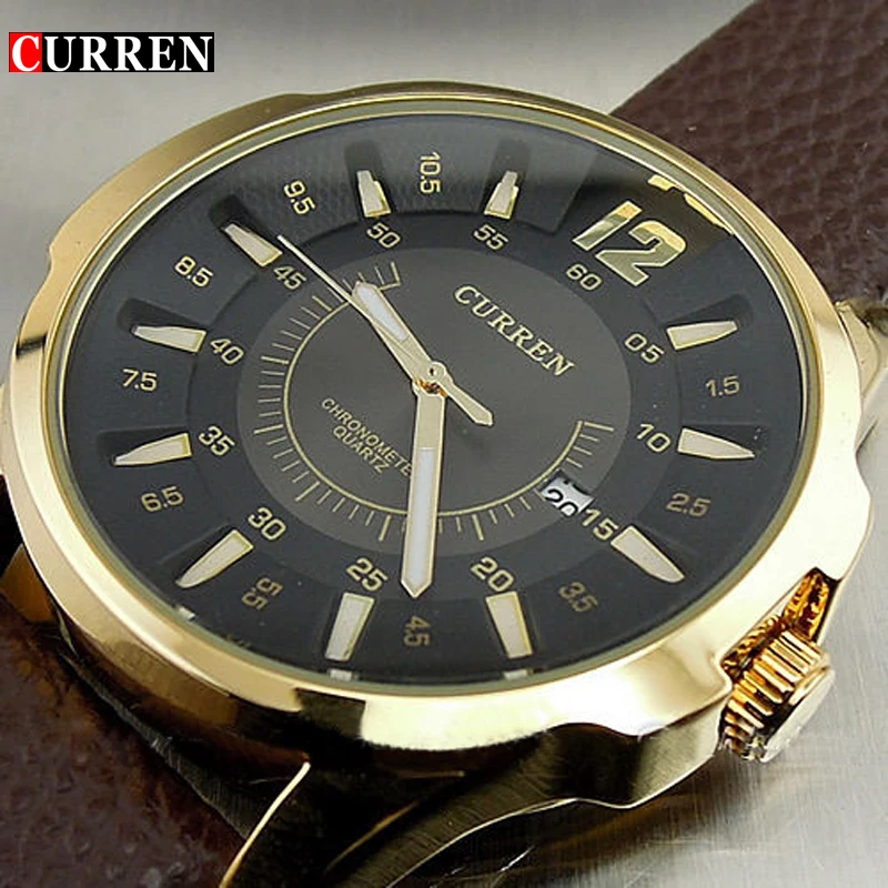 Online CURREN MARCA de MODA de LUJO HOMBRE RELOJ HORAS FECHA BROWN CORREA de CUERO HOMBRE RELOJ BUSINESS CASUAL RELOJES de PULSERA A Prueba de agua