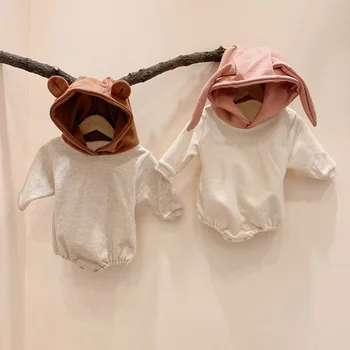 

2020 autumn outfit children new fashion bear rabbit hooded leisure triangle romper boys girls jumpsuit
