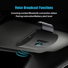 Car Bluetooth Hifi Speaker 2W Handsfree wireless Audio Receiver MP3 Music Player Noise Cancelling Sun Visor Clip for 2 Phones