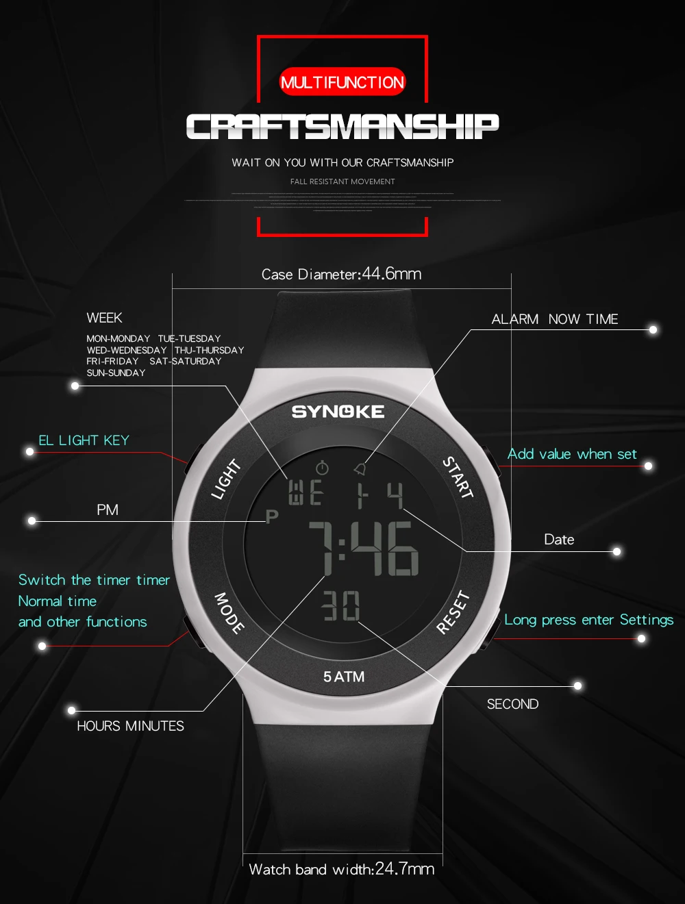 SYNOKE Модные женские наручные часы relo цифровые 50 м водонепроницаемые удобные женские цифровые часы с ремешком relojes digitales mujer